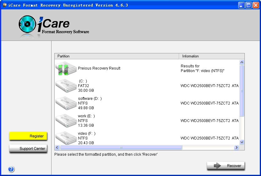 iCare Format Recovery screenshot