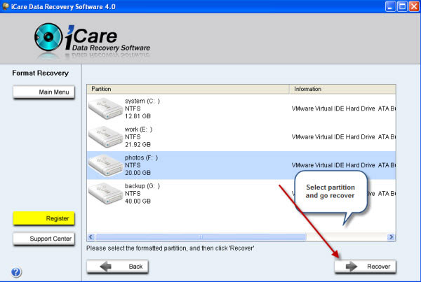 select drive to scan